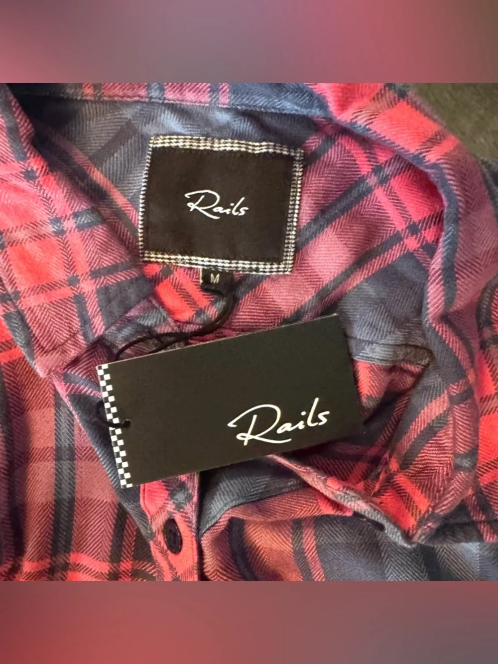 Rails Hunter Blue and Pink Flannel Button Up - Picture 4 of 4
